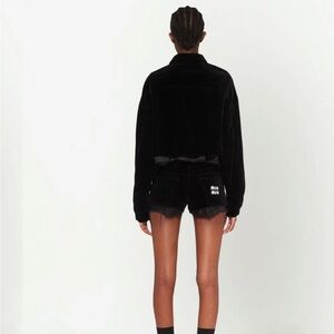 Miu Miu Black Velvet Logo Shorts